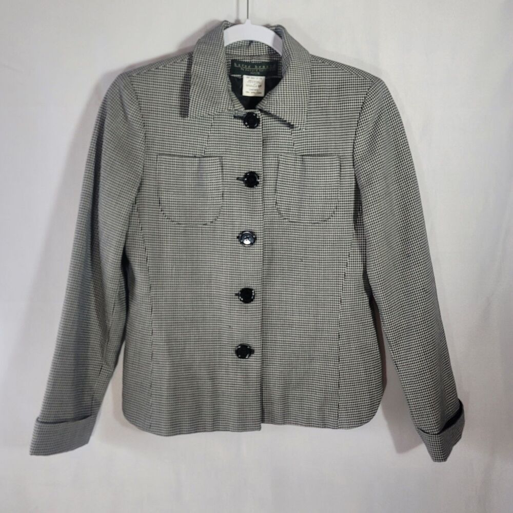Vintage Harve Benard Petite Houndstooth Wool Blazer Jacket Size 6P Dark Academia